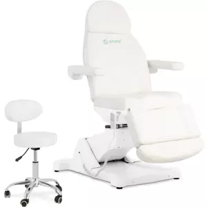 Kozmetikai ágy - elektromos - gurulós székkel - 350 W - max. 150 kg egyenként - pisztácia / fehér | physa