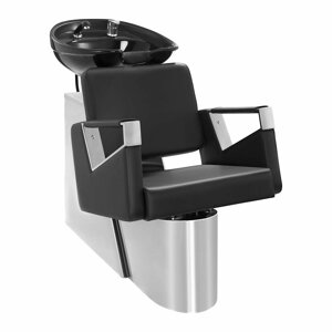 Fodrász fejmosó fotellel - 600x505 mm - Fekete - rozsdamentes acél alap | physa