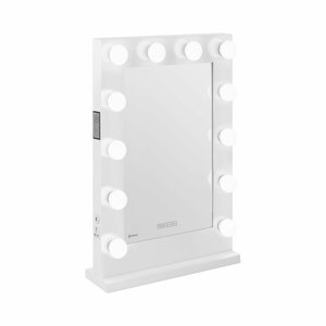Hollywood-tükör - fehér - 12 LED - szögletes - hangszóró | physa