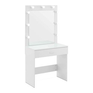 Fésülködőasztal tükörrel és lámpával - 80 x 40 x 160 cm - fehér | physa