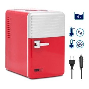 Mini hűtő - 12 V / 230 V - 2 az 1-ben melegen tartó funkcióval - 6 l - piros/ezüst | MSW