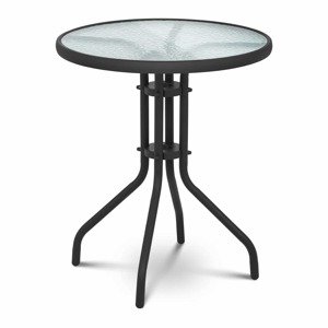 Kerti asztal kerek - Ø 60 cm - üveglap - fekete | Uniprodo