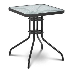 Kerti asztal - 60 x 60 cm - üveglap - fekete | Uniprodo
