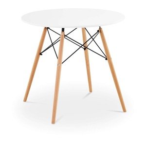 Asztal - kerek - Ø 80 cm - fehér - fekete acél tartóelemek | Fromm & Starck