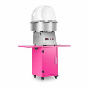 Vattacukor készítő gép készlet kocsival és burával - 52 cm - rozsdamentes acél/pink | Royal Catering