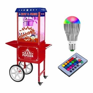 Popcorn készítő gép, kocsival és LED világítással- USA-Design - piros | Royal Catering