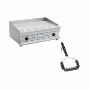 Dupla elektromos grill lap készlet grill kefével - 75 cm - sima - 2 x 3.200 W | Royal Catering