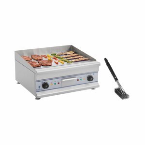 Dupla elektromos grill lap készlet grill kefével - 60 cm - sima - 2 x 3.200 W | Royal Catering