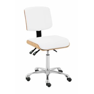 B-termék Gurulós szék háttámlával - 575 -775 mm - 160 kg - Természetes fa színű, Fehér | physa