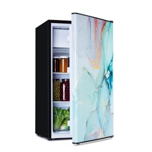 Klarstein CoolArt, kombinált hűtőszekrény, 79 liter, E energiahatékonysági osztály, 9 liter fagyasztó, formatervezett ajtó