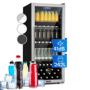 Klarstein Beersafe 7XL, hűtőszekrény, 242 liter, 5 polc, panoráma üvegajtó, rozsdamentes acél