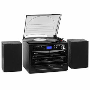 Auna 388-DAB+, sztereó rendszer, max. 20 W, lemezek, CD, kazetták, BT, FM/DAB+, USB, fekete