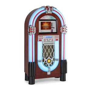 Auna Graceland Touch, jukebox, 12" érintőképernyős vezérlőpult, WLAN, CD, BT, fa megjelenés
