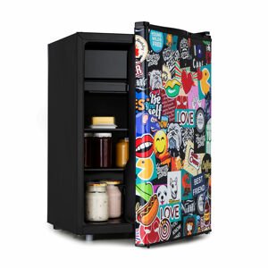 Klarstein Cool Vibe 72+, hűtőszekrény, 72 liter, F energiahatékonysági osztály, VividArt Concept, stickerbomb stílus
