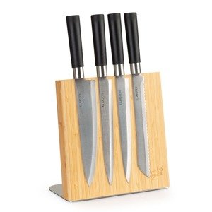 Klarstein Késtartó, ferde, mágneses, 4 - 6 kés részére, bambusz, rozsdamentes acél
